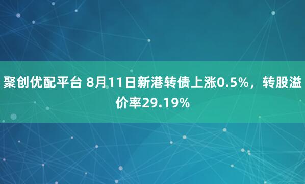 聚创优配平台 8月11日新港转债上涨0.5%，转股溢价率29.19%